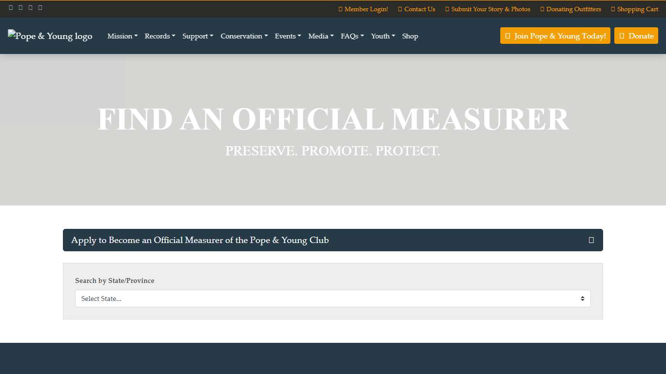 Find a Measurer Pope and Young Club Preserve, Promote, and Protect Bowhunting